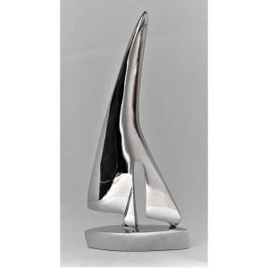 ENFEITE ALUMINIO BARCO A VELA 11,8X3,2X23CM