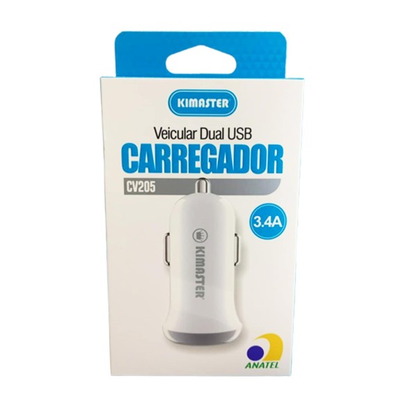 CARREGADOR VEICULAR DUAL USB CV205 BRANCO