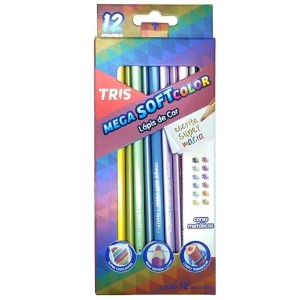 LAPIS DE COR 12 CORES MEGA SOFT METALICO